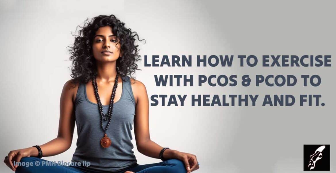 Woman on PCOS exercising with a yoga mat