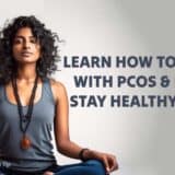 Woman on PCOS exercising with a yoga mat